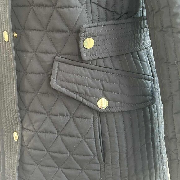 London Fog Black Quilted Field Jacket w/ Removable Hood and Gold Hardware – US S - Picture 5 of 15